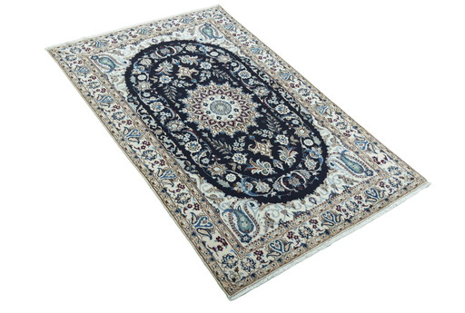 Tapis Naïn 9 La noué à la main avec de la soie - 203 X 128 cm