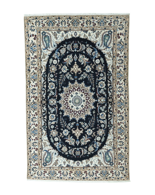 Tapis Naïn 9 La noué à la main avec de la soie - 203 X 128 cm