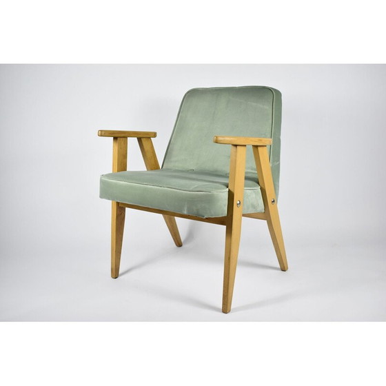 Image 1 of Fauteuil 366 en velours menthe vintage de J. Chierowski 1962