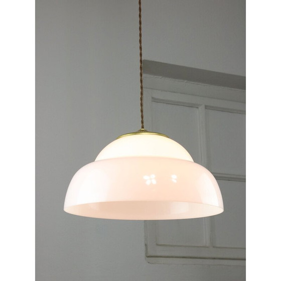 Image 1 of Lampe suspendue vintage en laiton et plexiglas, Italie