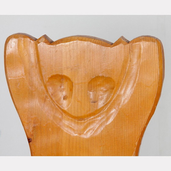 Image 1 of Ensemble de 4 chaises vintage en bois à dossier zoomorphe, 1960