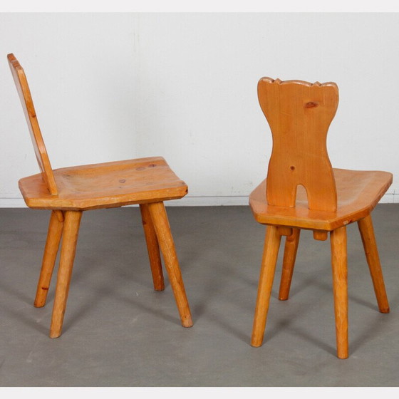 Image 1 of Ensemble de 4 chaises vintage en bois à dossier zoomorphe, 1960