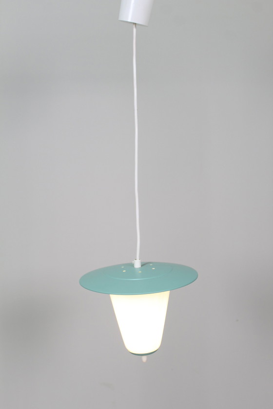 Image 1 of Lampe vintage, lampe suspendue - vert menthe, style années 1950