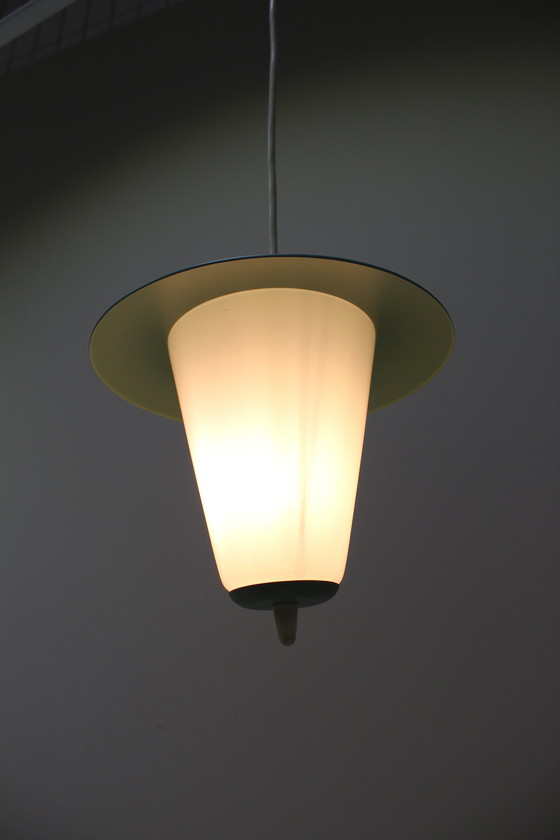 Image 1 of Lampe vintage, lampe suspendue - vert menthe, style années 1950