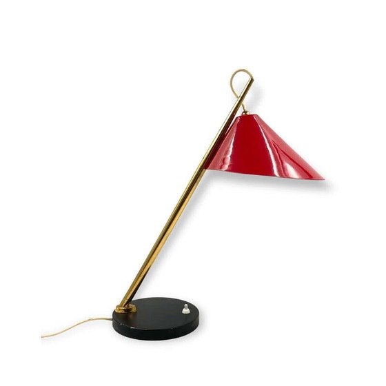 Image 1 of Lampe de table rouge du Mid Century, Italie années 1960
