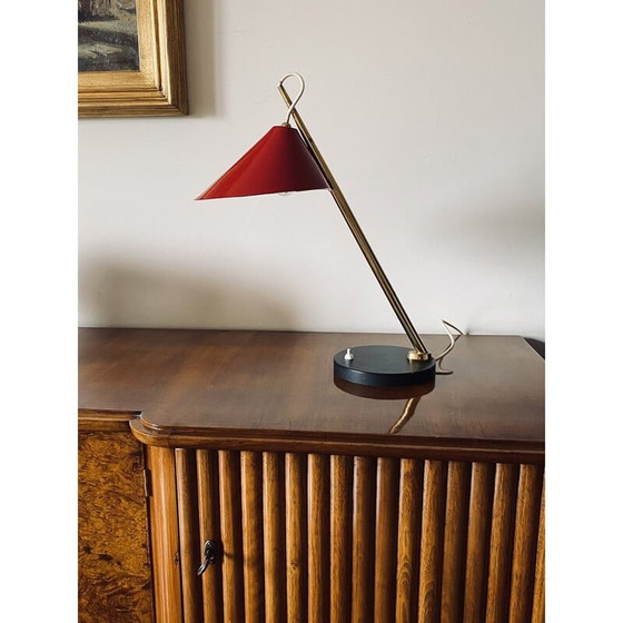 Image 1 of Lampe de table rouge du Mid Century, Italie années 1960