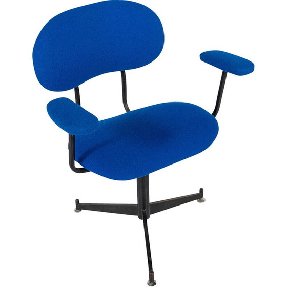Image 1 of Fauteuil de bureau vintage bleu pivotant