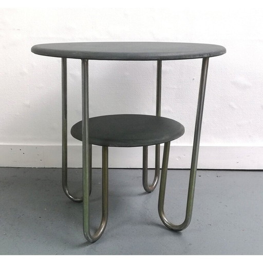 Table d'appoint vintage à double plateau par Selette Bahaus, années 1950