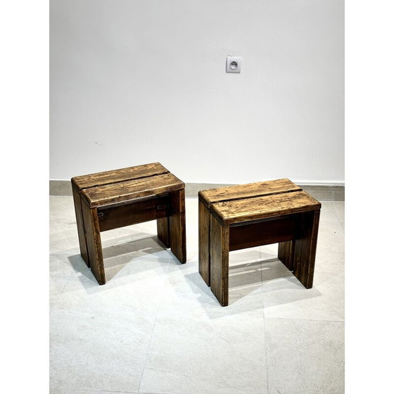 Image 1 of Paire de tabourets vintage "les arcs" de Charlotte Perriand, 1960