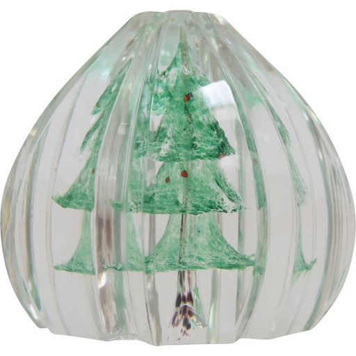 Presse-papier en verre d'art vintage Novy Bor, Tchécoslovaquie 1950