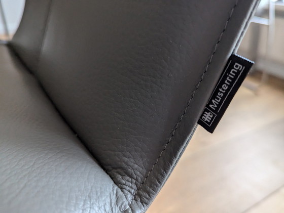 Image 1 of 6x Bert Plantagie Musterring chaise de salle à manger moderne en cuir gris