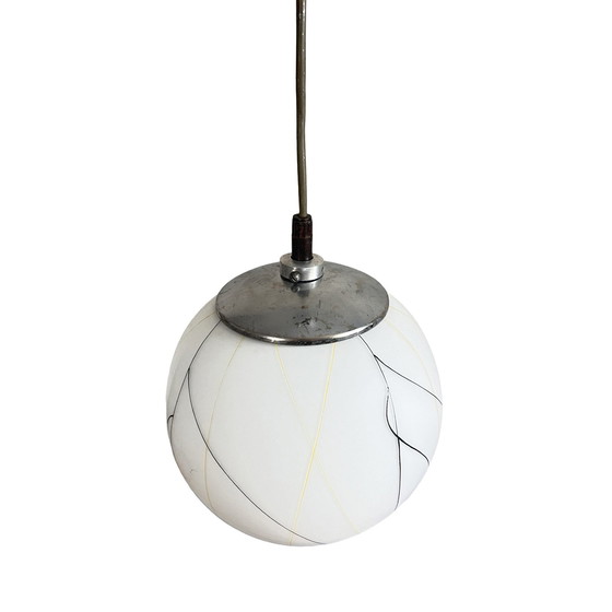 Image 1 of Lampe suspendue, chrome, New Look, Elektroinstala Děčín, Tchécoslovaquie, années 1950.