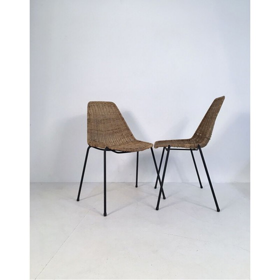 Image 1 of Paire de chaises en osier vintage de Campo et Graffi