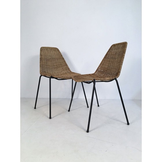 Image 1 of Paire de chaises en osier vintage de Campo et Graffi