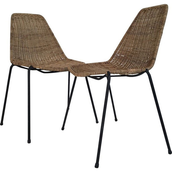 Image 1 of Paire de chaises en osier vintage de Campo et Graffi