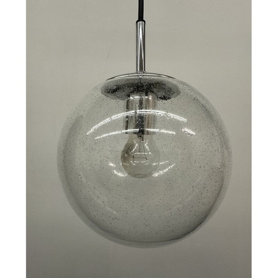 Image 1 of Lampe suspendue vintage en verre et métal pour Glashütte Limburg, Allemagne 1970