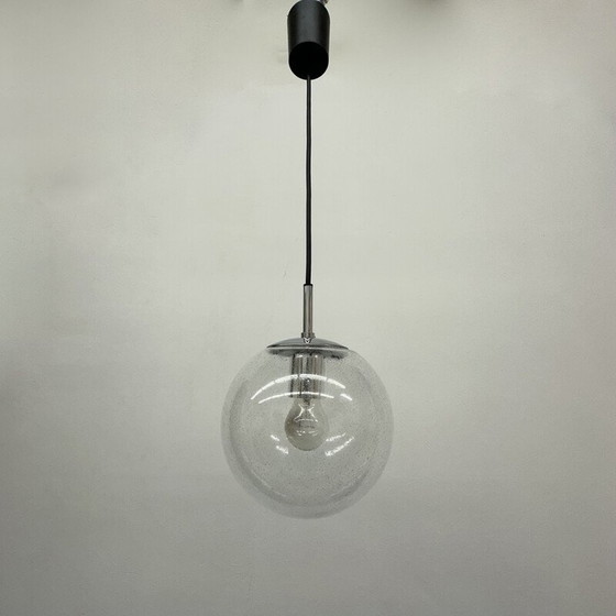 Image 1 of Lampe suspendue vintage en verre et métal pour Glashütte Limburg, Allemagne 1970