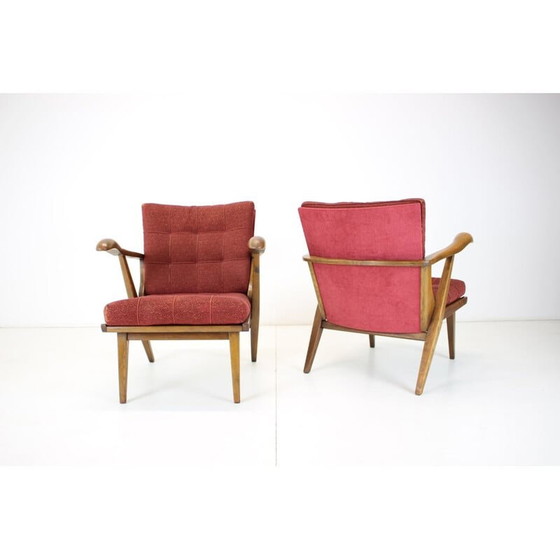 Image 1 of Paire de fauteuils vintage en chêne, Tchécoslovaquie 1960