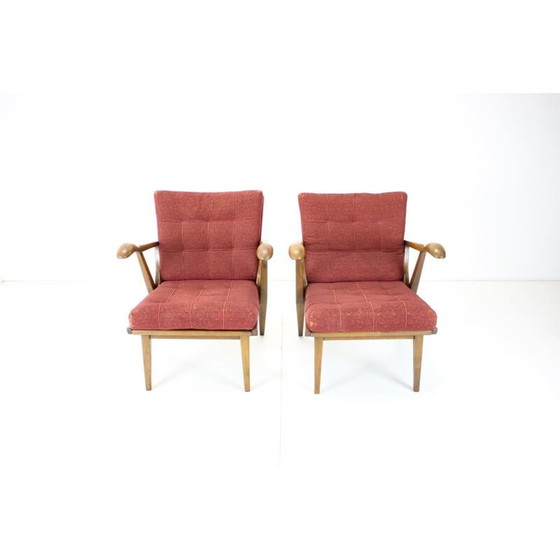 Image 1 of Paire de fauteuils vintage en chêne, Tchécoslovaquie 1960