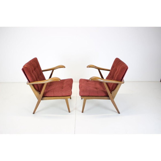 Image 1 of Paire de fauteuils vintage en chêne, Tchécoslovaquie 1960