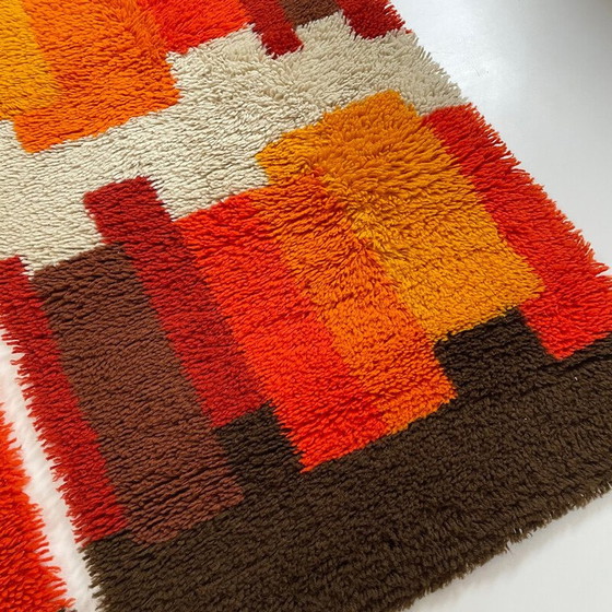 Image 1 of Paire de tapis vintage à poils longs en laine multicolore par Desso, Pays-Bas 1970