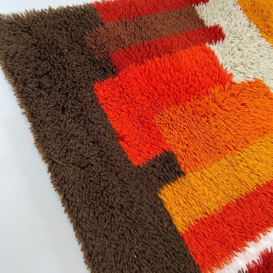 Image 1 of Paire de tapis vintage à poils longs en laine multicolore par Desso, Pays-Bas 1970