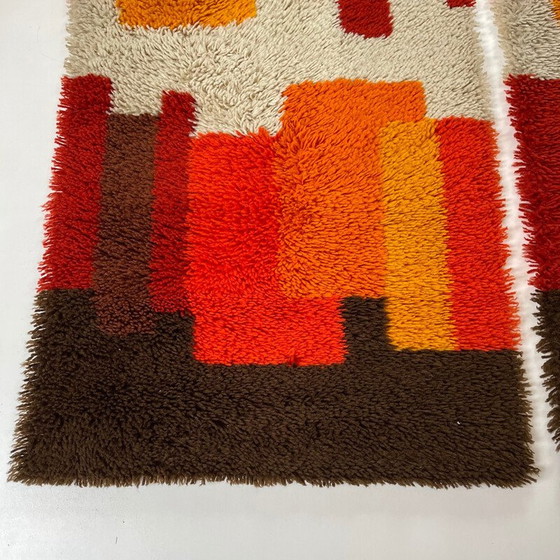 Image 1 of Paire de tapis vintage à poils longs en laine multicolore par Desso, Pays-Bas 1970