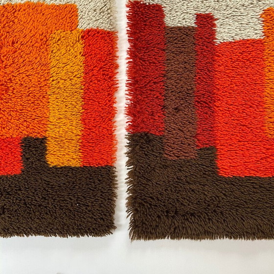 Image 1 of Paire de tapis vintage à poils longs en laine multicolore par Desso, Pays-Bas 1970