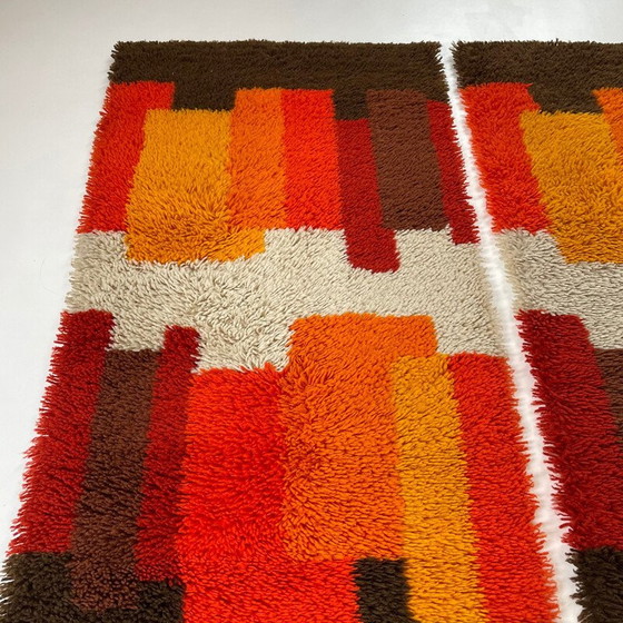 Image 1 of Paire de tapis vintage à poils longs en laine multicolore par Desso, Pays-Bas 1970
