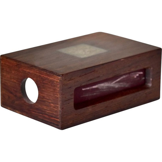 Image 1 of Boîte d'allumettes vintage en bois et argent par Hans Hansen, Danemark 1950