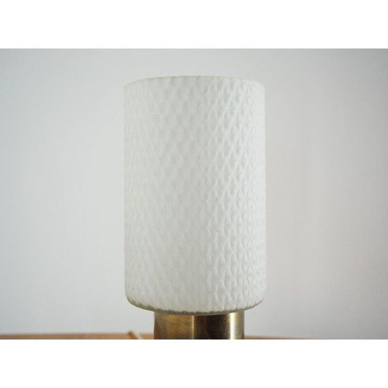Image 1 of Lampe de table en laiton et verre du milieu du siècle, Pologne, années 1970