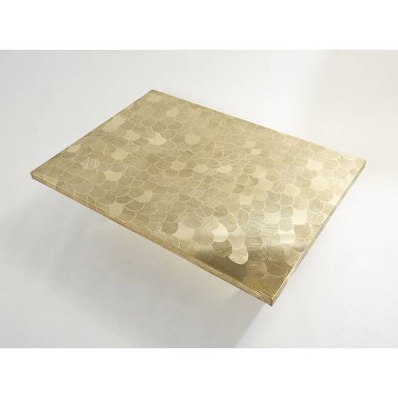 Image 1 of Table basse vintage belge en laiton gravé par Christian Krekels, 1970
