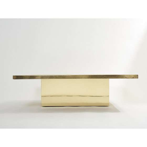 Image 1 of Table basse vintage belge en laiton gravé par Christian Krekels, 1970