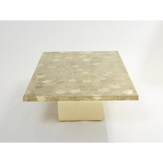 Image 1 of Table basse vintage belge en laiton gravé par Christian Krekels, 1970