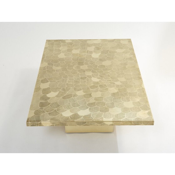 Image 1 of Table basse vintage belge en laiton gravé par Christian Krekels, 1970