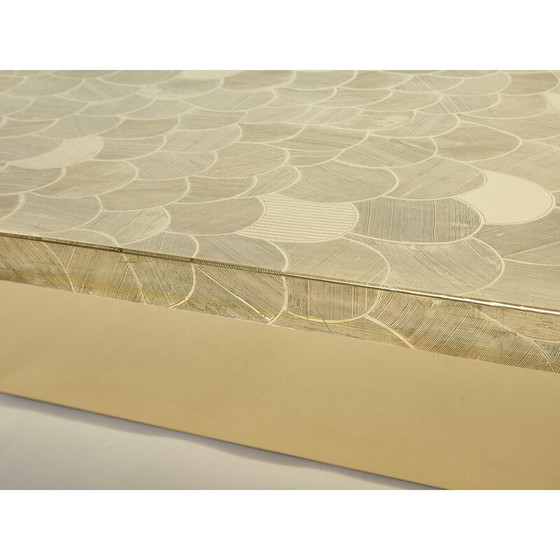 Image 1 of Table basse vintage belge en laiton gravé par Christian Krekels, 1970