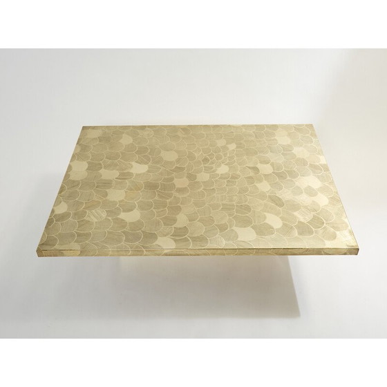 Image 1 of Table basse vintage belge en laiton gravé par Christian Krekels, 1970