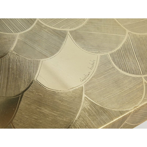 Image 1 of Table basse vintage belge en laiton gravé par Christian Krekels, 1970