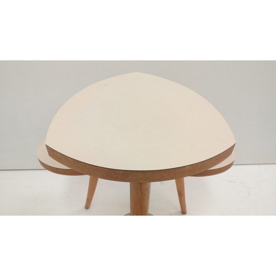 Image 1 of Table à fleurs vintage en bois par Jiří Jiroutek, Tchécoslovaquie 1958