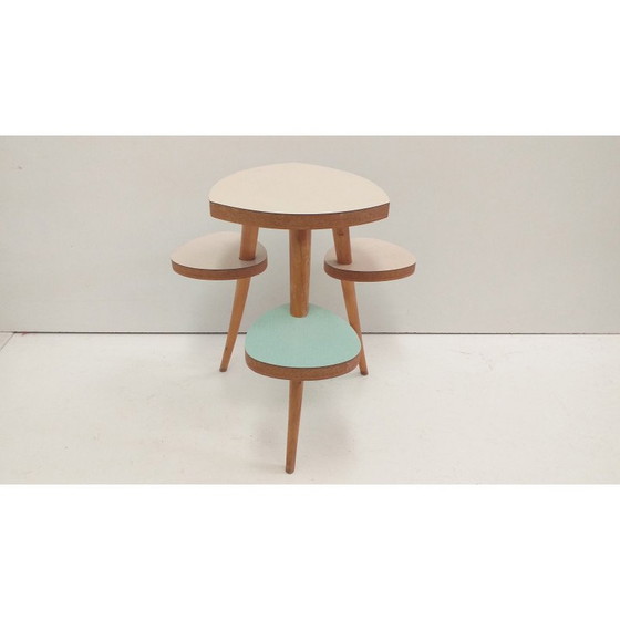 Image 1 of Table à fleurs vintage en bois par Jiří Jiroutek, Tchécoslovaquie 1958