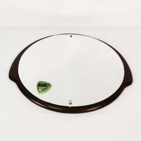 Image 1 of Miroir mural rond en teck vintage par Clark Eaton, Danemark années 1970