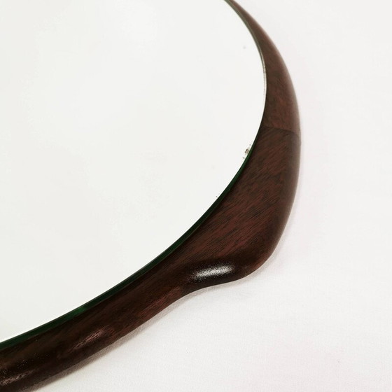 Image 1 of Miroir mural rond en teck vintage par Clark Eaton, Danemark années 1970