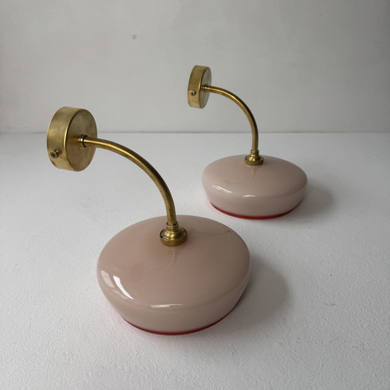 Image 1 of Paire D’Appliques Anciennes Vintage En Opaline Rose