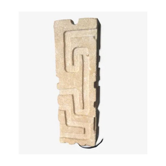 Image 1 of Lampe sculpture vintage en pierre d'île de france et bois pétrifié, 1970