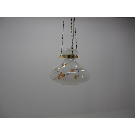 Image 1 of Lustre en verre et laiton du milieu du siècle, Europe, 1970