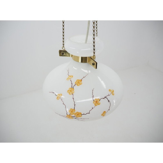 Image 1 of Lustre en verre et laiton du milieu du siècle, Europe, 1970