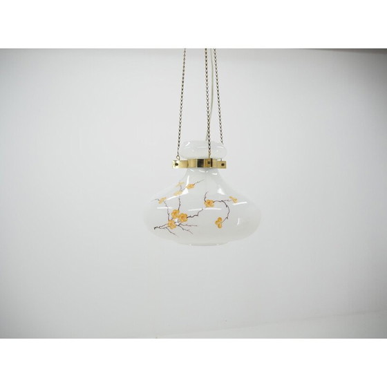 Image 1 of Lustre en verre et laiton du milieu du siècle, Europe, 1970