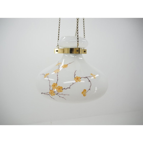 Image 1 of Lustre en verre et laiton du milieu du siècle, Europe, 1970