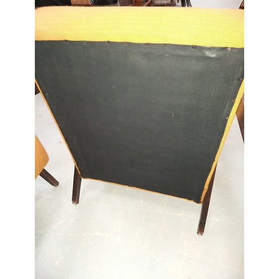 Image 1 of Paire de fauteuils vintage en bois et tissu, années 1950-1960