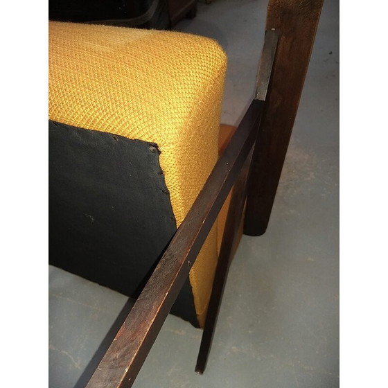 Image 1 of Paire de fauteuils vintage en bois et tissu, années 1950-1960